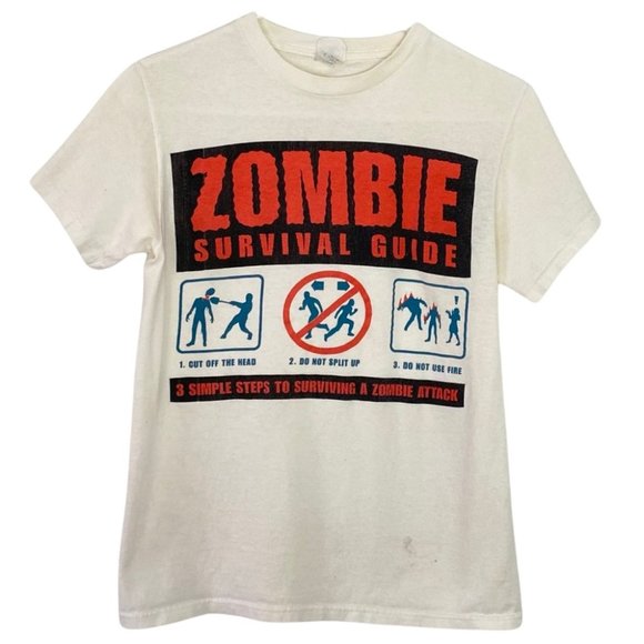 Vintage Other - Vintage 90s Tshirt Zombie Survival Guide Crewneck Short Sleeves Mens Small